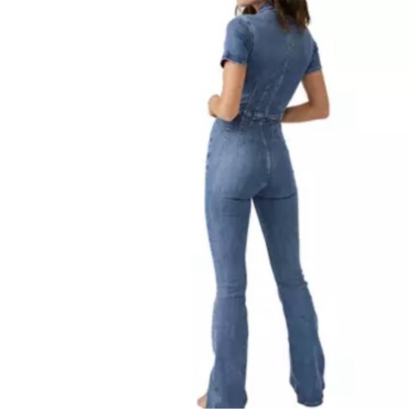 Free People Jayde Flair Jumpsuit Denim Jumpsuit Iron Black - Picture 4 of 7